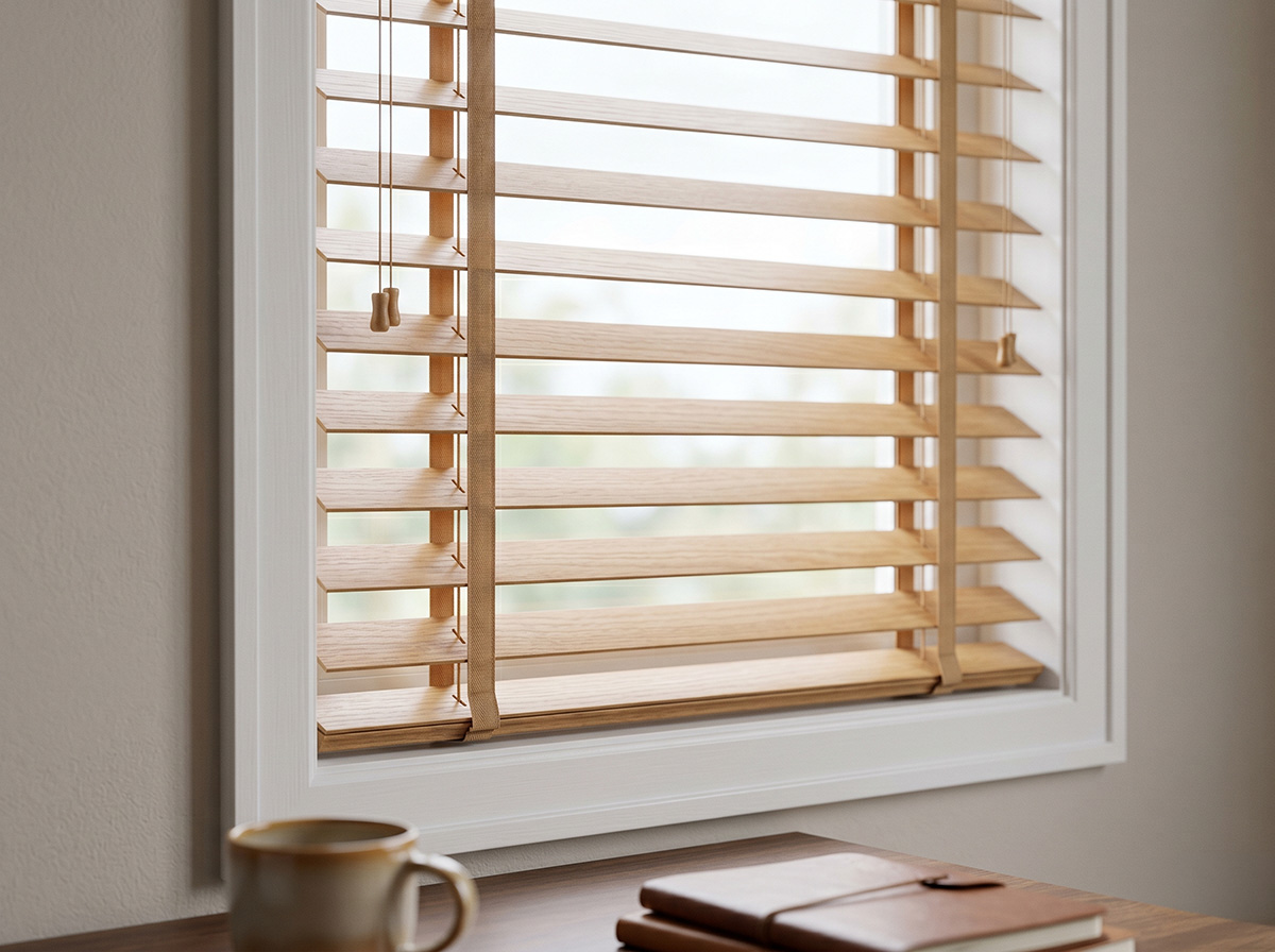 Venetian blinds in a home office